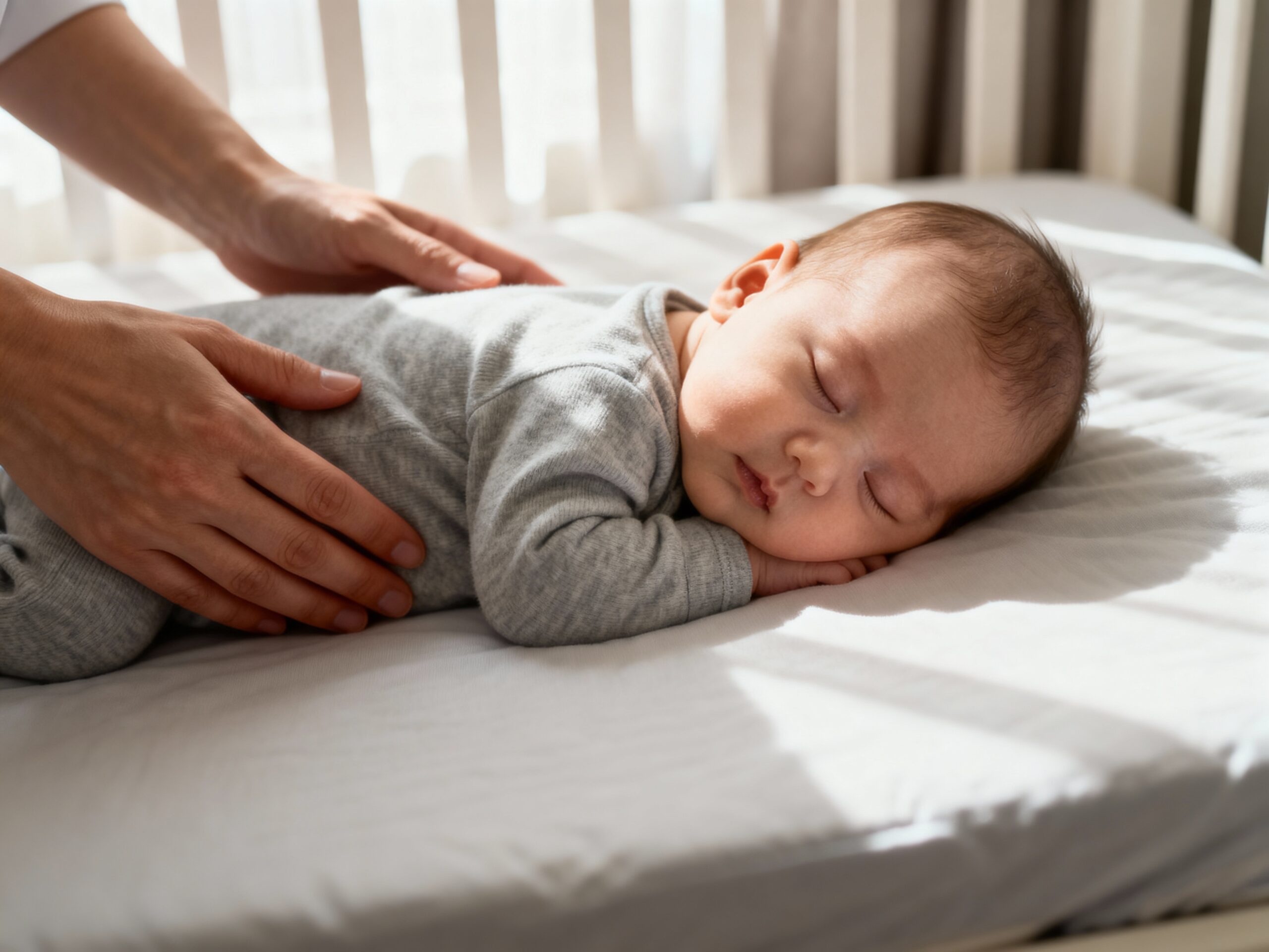 -Professional Newborn Care Specialist Monitoring Sleeping Infant In Modern Nursery With Soft Natural Lighting