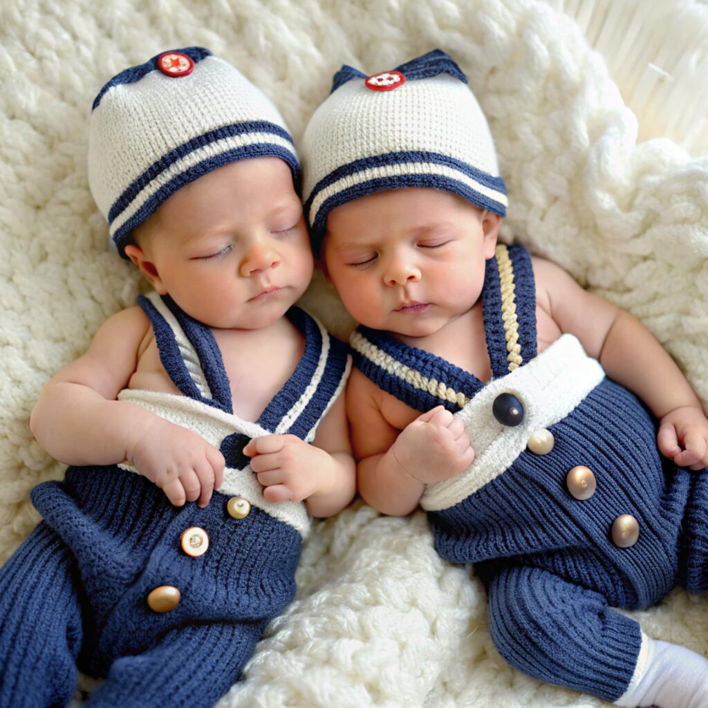 Newborn Twins Babies Wearing Uniforms That Say Twins (1)